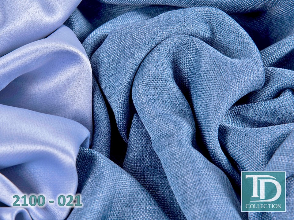 Портьера блэкаут c фактурой "Рогожка" (Оттенок синий "Деним")